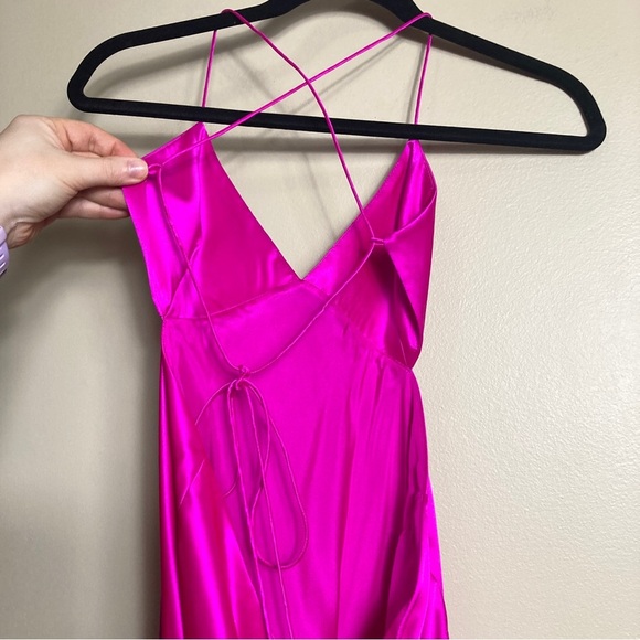 NWT The Sei Silk Bias-Cut Slipdress in Fuchsia Pink Flawed - Picture 7 of 17